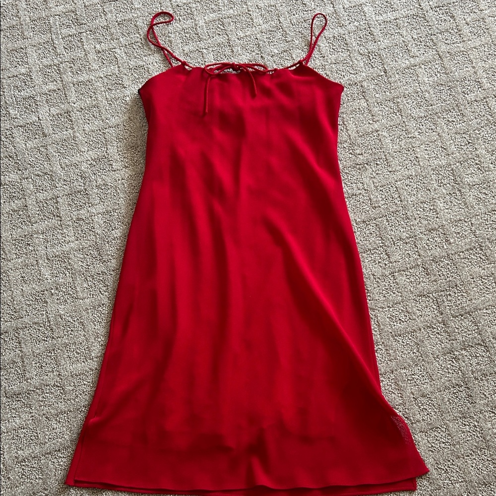 Elegant Red Spaghetti Strap Dress